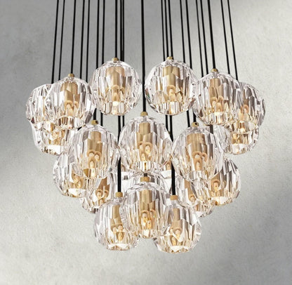 24" / Clear / Brass Boule De Cristal Clear/ Smoke Glass Round Cluster Chandelier 14", 19", 24", 30", 40"