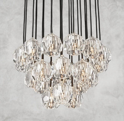 24" / Clear / Nickle Boule De Cristal Clear/ Smoke Glass Round Cluster Chandelier 14", 19", 24", 30", 40"