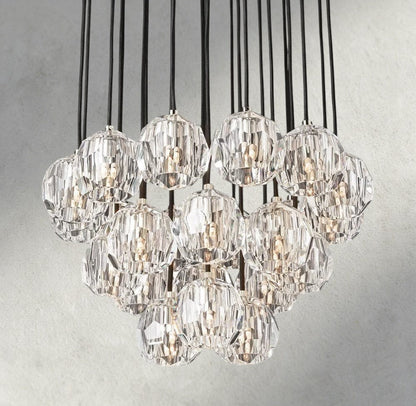 24" / Clear / Nickle Boule De Cristal Clear/ Smoke Glass Round Cluster Chandelier 14", 19", 24", 30", 40"