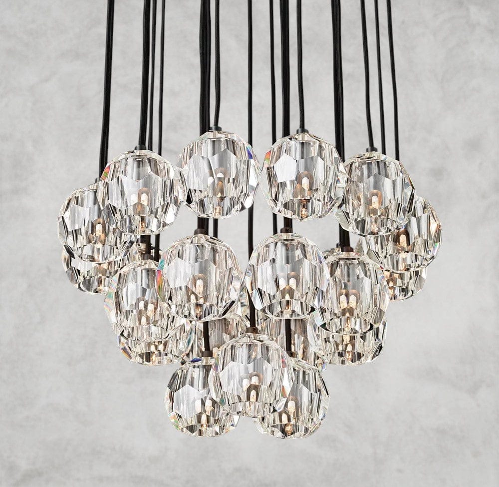 24" / Clear / Bronze Boule De Cristal Clear/ Smoke Glass Round Cluster Chandelier 14", 19", 24", 30", 40"