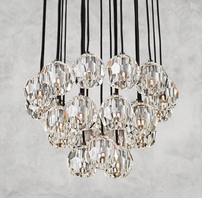 24" / Clear / Bronze Boule De Cristal Clear/ Smoke Glass Round Cluster Chandelier 14", 19", 24", 30", 40"