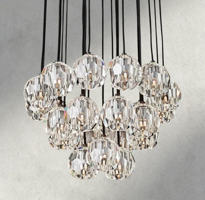 24" / Clear / Bronze Boule De Cristal Clear/ Smoke Glass Round Cluster Chandelier 14", 19", 24", 30", 40"