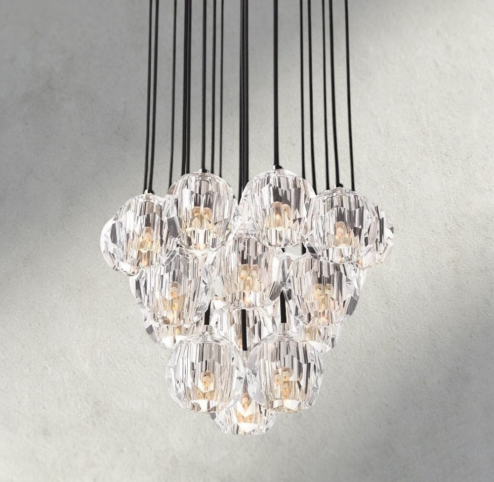 19" / Clear / Nickle Boule De Cristal Clear/ Smoke Glass Round Cluster Chandelier 14", 19", 24", 30", 40"