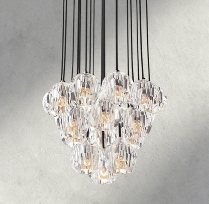 19" / Clear / Nickle Boule De Cristal Clear/ Smoke Glass Round Cluster Chandelier 14", 19", 24", 30", 40"