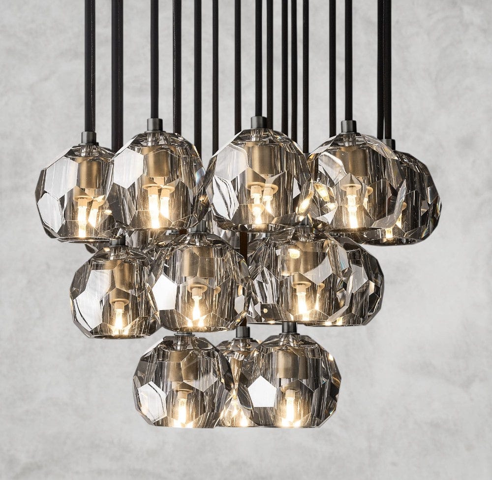 19" / Smoke / Bronze Boule De Cristal Clear/ Smoke Glass Round Cluster Chandelier 14", 19", 24", 30", 40"