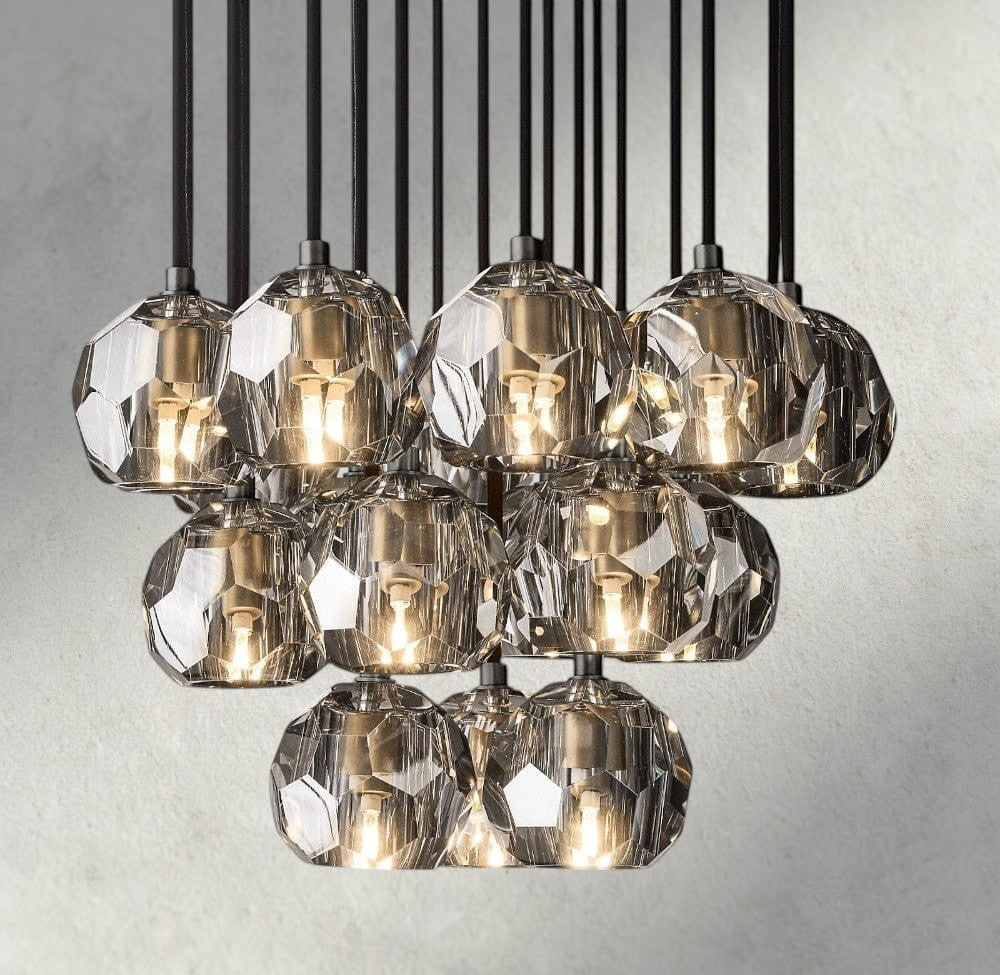 19" / Smoke / Bronze Boule De Cristal Clear/ Smoke Glass Round Cluster Chandelier 14", 19", 24", 30", 40"