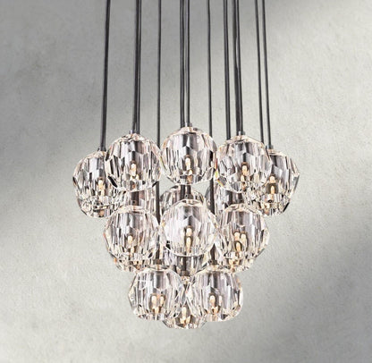 19" / Clear / Bronze Boule De Cristal Clear/ Smoke Glass Round Cluster Chandelier 14", 19", 24", 30", 40"