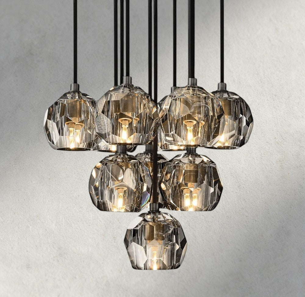 14" / Smoke / Bronze Boule De Cristal Clear/ Smoke Glass Round Cluster Chandelier 14", 19", 24", 30", 40"