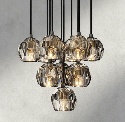 14" / Smoke / Bronze Boule De Cristal Clear/ Smoke Glass Round Cluster Chandelier 14", 19", 24", 30", 40"