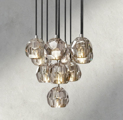 14" / Smoke / Nickle Boule De Cristal Clear/ Smoke Glass Round Cluster Chandelier 14", 19", 24", 30", 40"