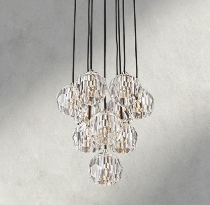 14" / Clear / Nickle Boule De Cristal Clear/ Smoke Glass Round Cluster Chandelier 14", 19", 24", 30", 40"