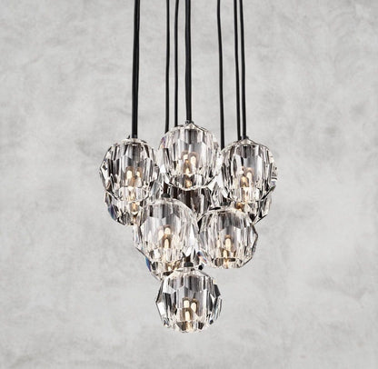 14" / Clear / Bronze Boule De Cristal Clear/ Smoke Glass Round Cluster Chandelier 14", 19", 24", 30", 40"