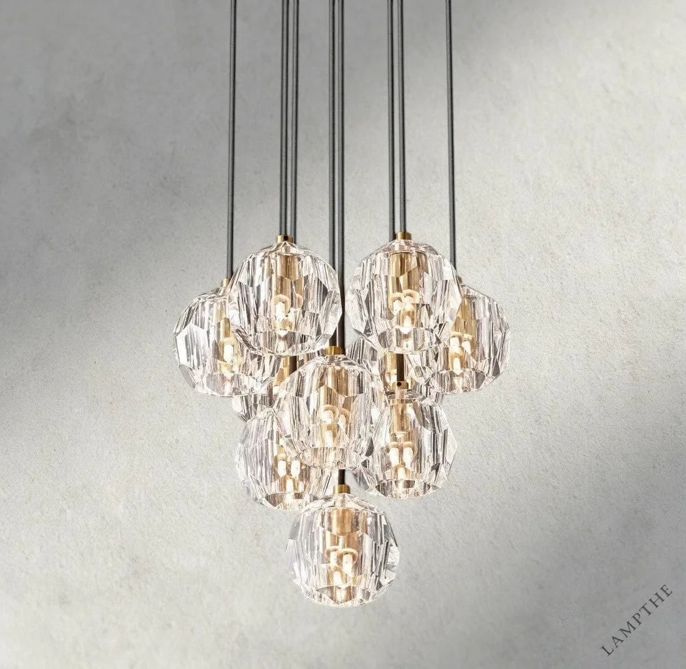 14" / Clear / Brass Boule De Cristal Clear/ Smoke Glass Round Cluster Chandelier 14", 19", 24", 30", 40"