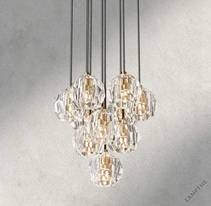 14" / Clear / Brass Boule De Cristal Clear/ Smoke Glass Round Cluster Chandelier 14", 19", 24", 30", 40"