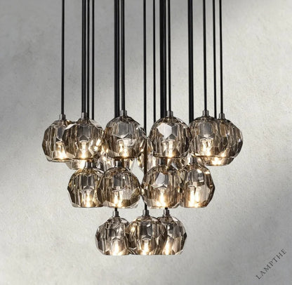 24" / Smoke / Bronze Boule De Cristal Clear/ Smoke Glass Round Cluster Chandelier 14", 19", 24", 30", 40"