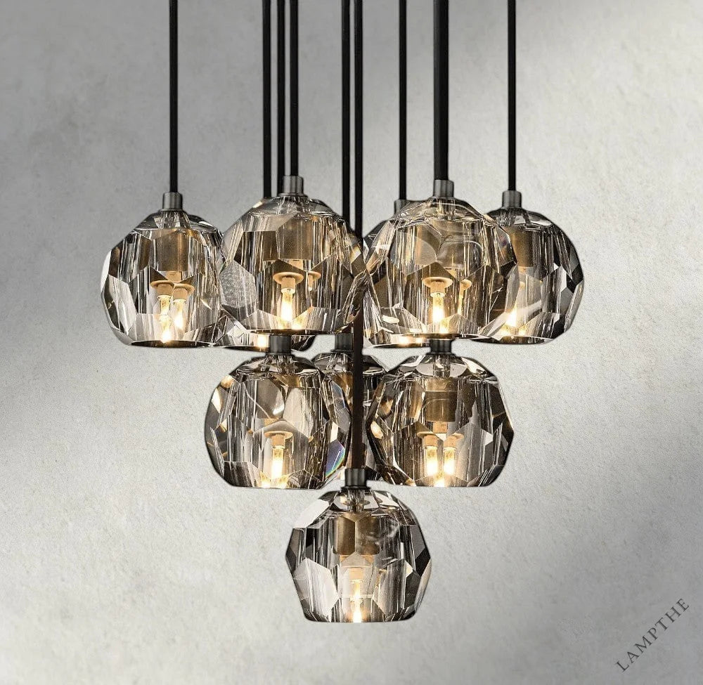 14" / Smoke / Bronze Boule De Cristal Clear/ Smoke Glass Round Cluster Chandelier 14", 19", 24", 30", 40"