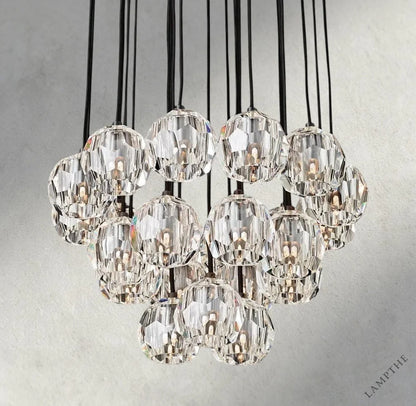 24" / Clear / Bronze Boule De Cristal Clear/ Smoke Glass Round Cluster Chandelier 14", 19", 24", 30", 40"