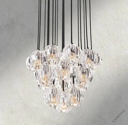 19" / Clear / Nickle Boule De Cristal Clear/ Smoke Glass Round Cluster Chandelier 14", 19", 24", 30", 40"