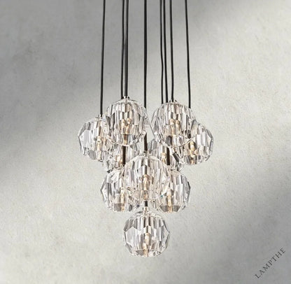 14" / Clear / Nickle Boule De Cristal Clear/ Smoke Glass Round Cluster Chandelier 14", 19", 24", 30", 40"