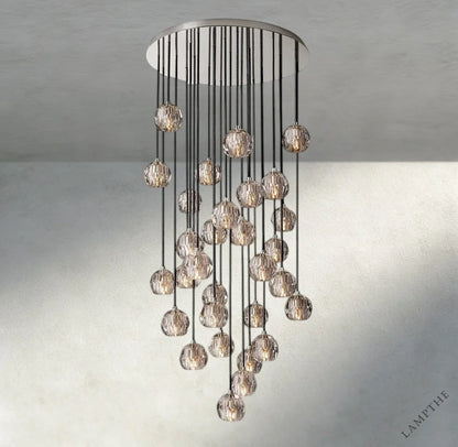 30" / Smoke / Nickle Boule De Cristal Clear/ Smoke Glass Round Cluster Chandelier 14", 19", 24", 30", 40"
