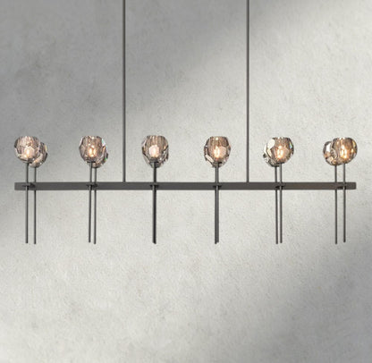 60" / Smoke / Bronze Boule De Cristal Double Linear Chandelier 60"