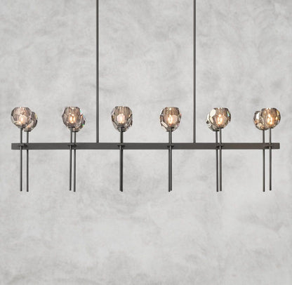 60" / Smoke / Bronze Boule De Cristal Double Linear Chandelier 60"