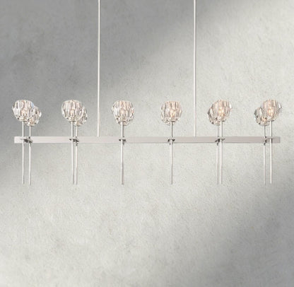 60" / Clear / Nickle Boule De Cristal Double Linear Chandelier 60"