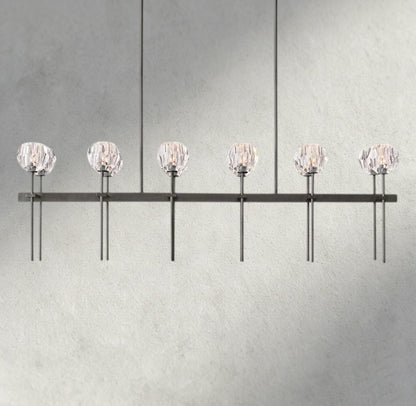 60" / Clear / Bronze Boule De Cristal Double Linear Chandelier 60"