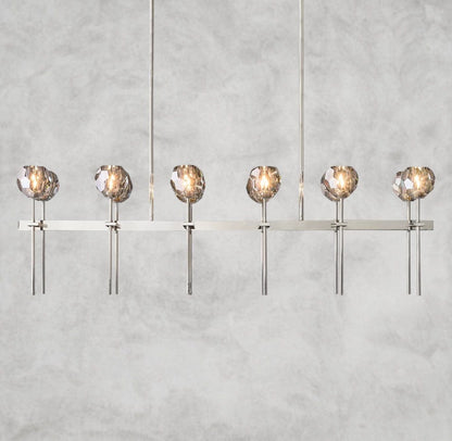60" / Smoke / Nickle Boule De Cristal Double Linear Chandelier 60"