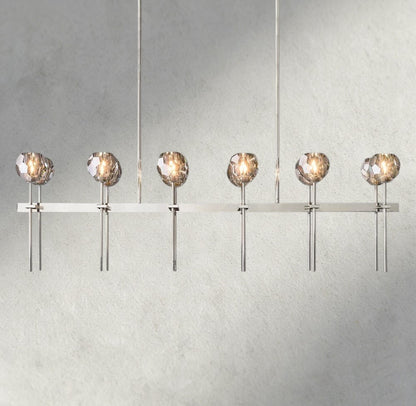 60" / Smoke / Nickle Boule De Cristal Double Linear Chandelier 60"
