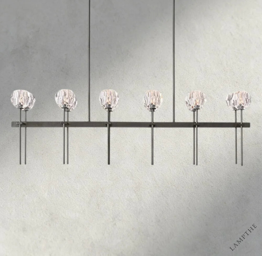 60" / Clear / Bronze Boule De Cristal Double Linear Chandelier 60"