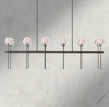 60" / Clear / Bronze Boule De Cristal Double Linear Chandelier 60"