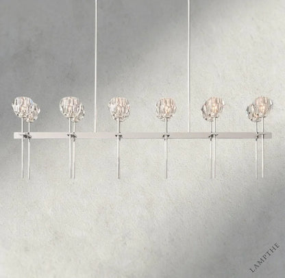 60" / Clear / Nickle Boule De Cristal Double Linear Chandelier 60"