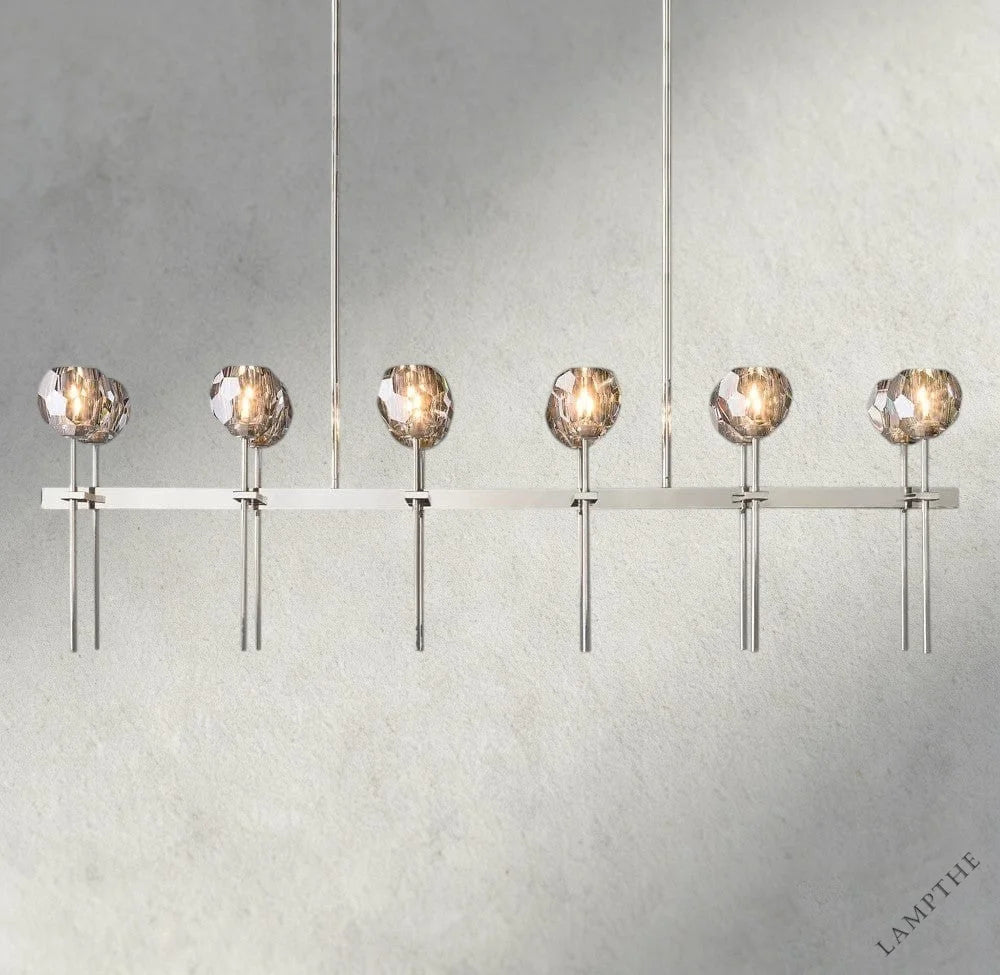 60" / Smoke / Nickle Boule De Cristal Double Linear Chandelier 60"