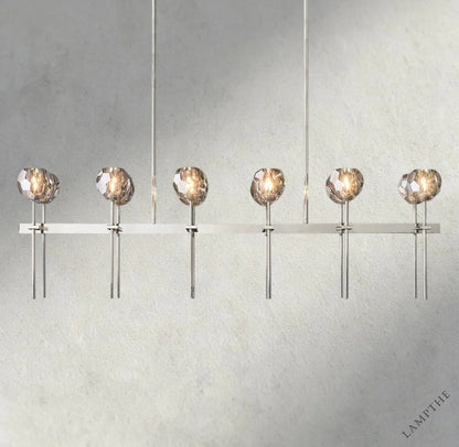 60" / Smoke / Nickle Boule De Cristal Double Linear Chandelier 60"