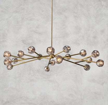 72" / Smoke / Brass Boule De Cristal Round Chandelier 24", 36", 48", 60", 72"