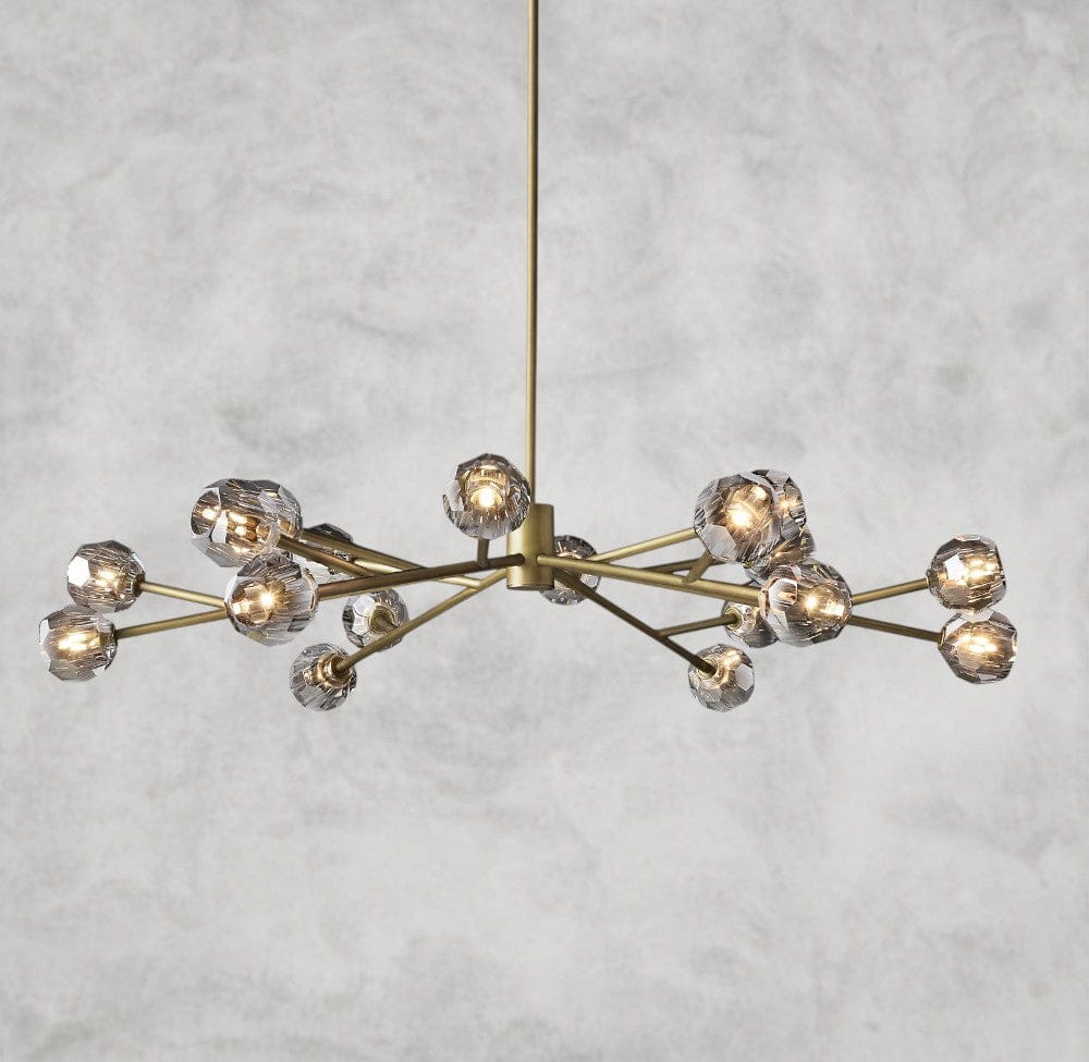 60" / Smoke / Brass Boule De Cristal Round Chandelier 24", 36", 48", 60", 72"