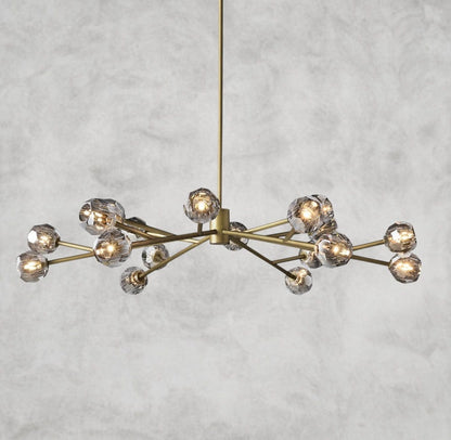 60" / Smoke / Brass Boule De Cristal Round Chandelier 24", 36", 48", 60", 72"