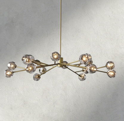 60" / Smoke / Brass Boule De Cristal Round Chandelier 24", 36", 48", 60", 72"