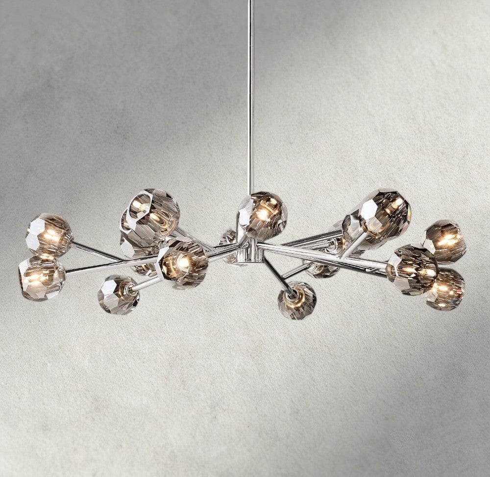 48" / Smoke / Nickle Boule De Cristal Round Chandelier 24", 36", 48", 60", 72"