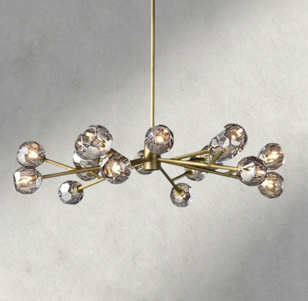 48" / Smoke / Brass Boule De Cristal Round Chandelier 24", 36", 48", 60", 72"