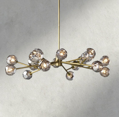 48" / Smoke / Brass Boule De Cristal Round Chandelier 24", 36", 48", 60", 72"