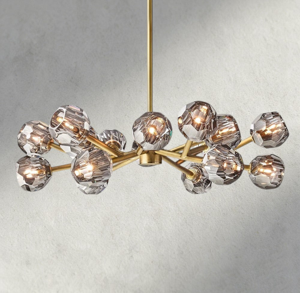 36" / Smoke / Brass Boule De Cristal Round Chandelier 24", 36", 48", 60", 72"