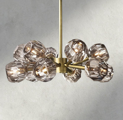 24" / Smoke / Brass Boule De Cristal Round Chandelier 24", 36", 48", 60", 72"
