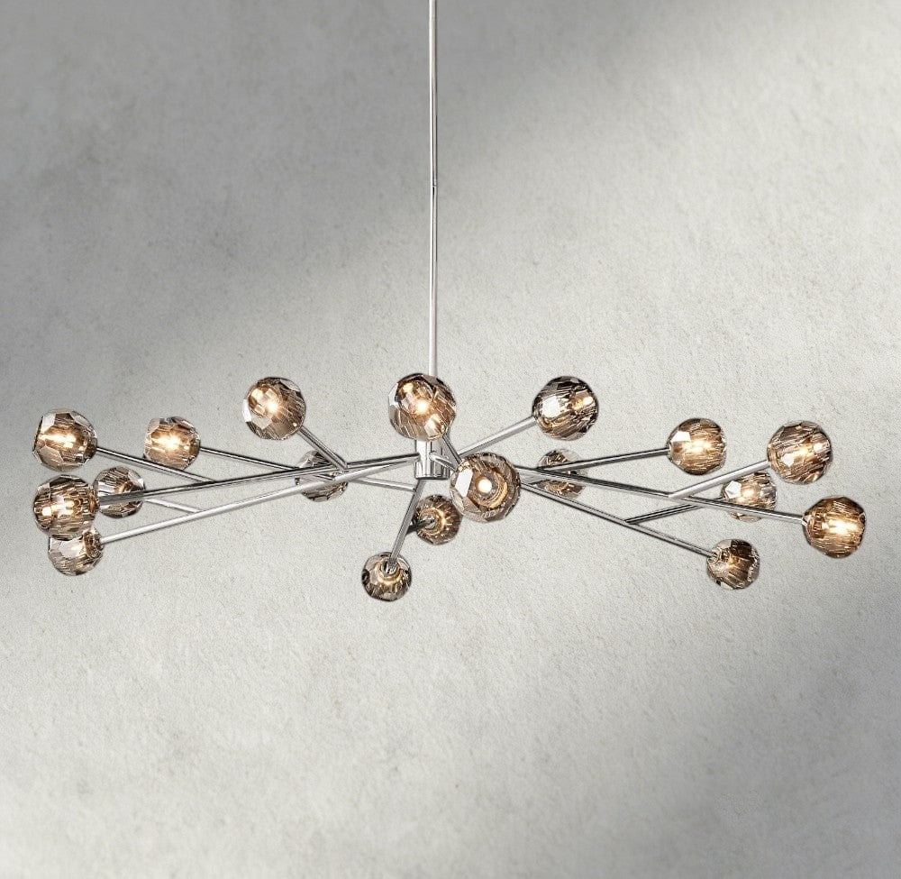 72" / Smoke / Nickle Boule De Cristal Round Chandelier 24", 36", 48", 60", 72"