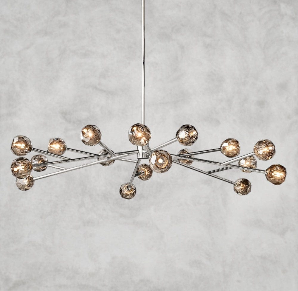 72" / Smoke / Nickle Boule De Cristal Round Chandelier 24", 36", 48", 60", 72"