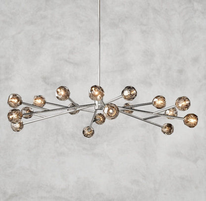 72" / Smoke / Nickle Boule De Cristal Round Chandelier 24", 36", 48", 60", 72"