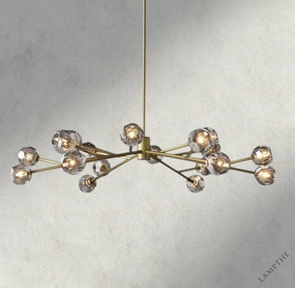60" / Smoke / Brass Boule De Cristal Round Chandelier 24", 36", 48", 60", 72"