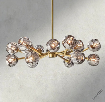 36" / Smoke / Brass Boule De Cristal Round Chandelier 24", 36", 48", 60", 72"