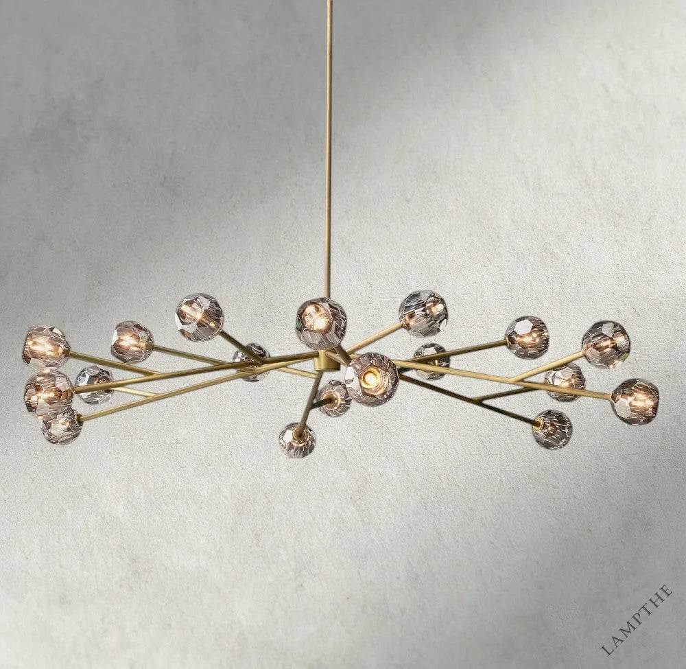 72" / Smoke / Brass Boule De Cristal Round Chandelier 24", 36", 48", 60", 72"